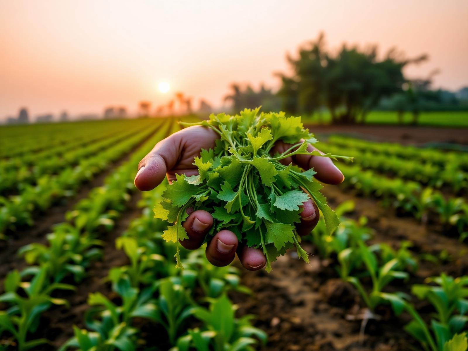 Farm partners at sunrise